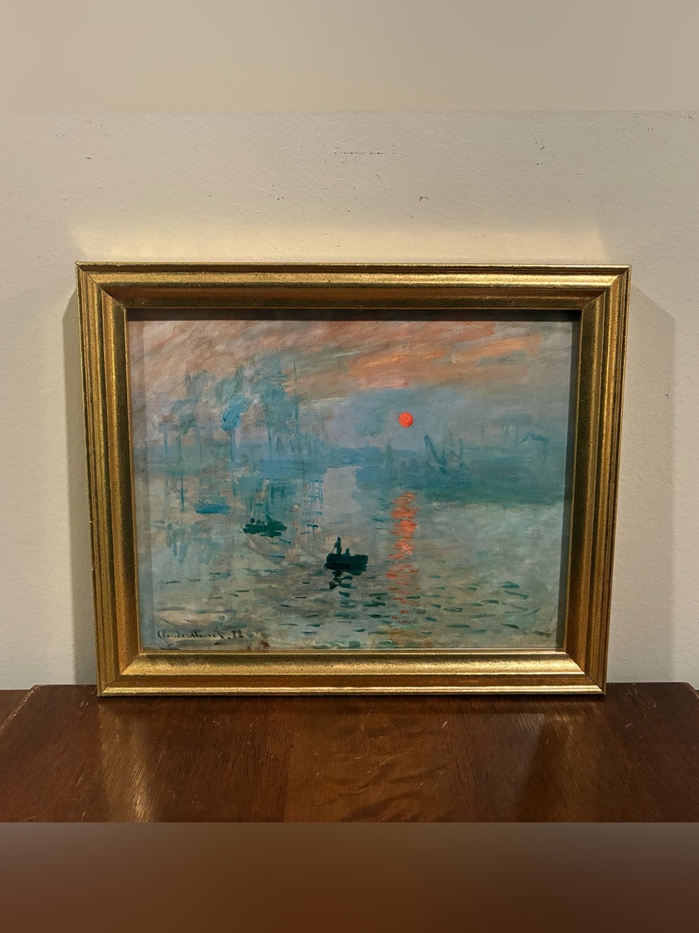 Claude Monet Impression Sunrise Gold Framed Print 11x9 Sunset Gallery Wall Art